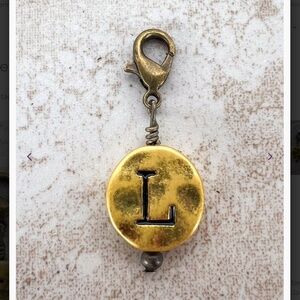 Boho “ L “ Vintage Gold Circle Letter L Charm